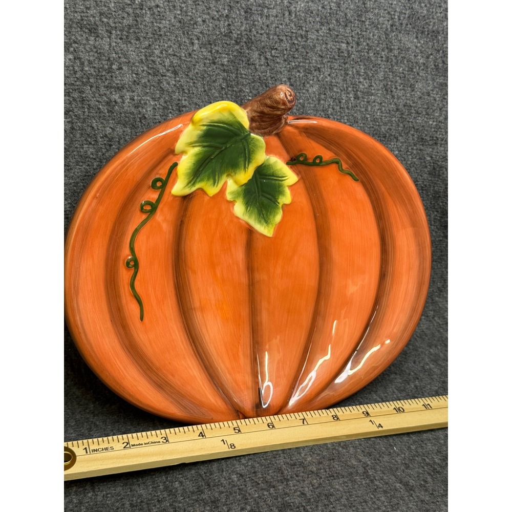 Vanson Pumpkin Ceramic Serving Platter 13" Fall Harvest Thanksgiving Farmhouse